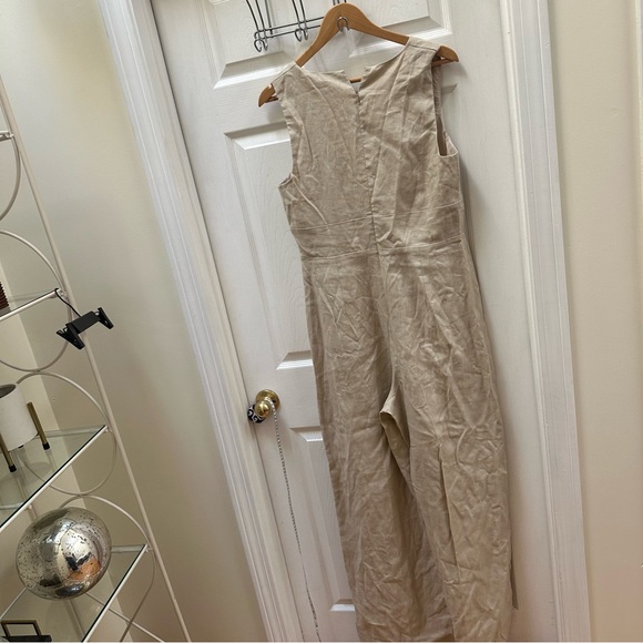 NWT BODEN LINEN WIDE LEG JUMPSUIT CREAM 10 v neck sleeveless tank tall - Picture 9 of 10